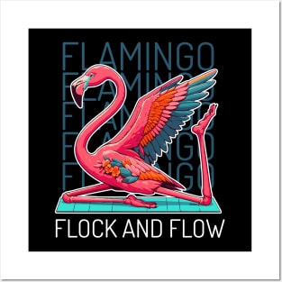 Funny flamingo yoga Posters and Art